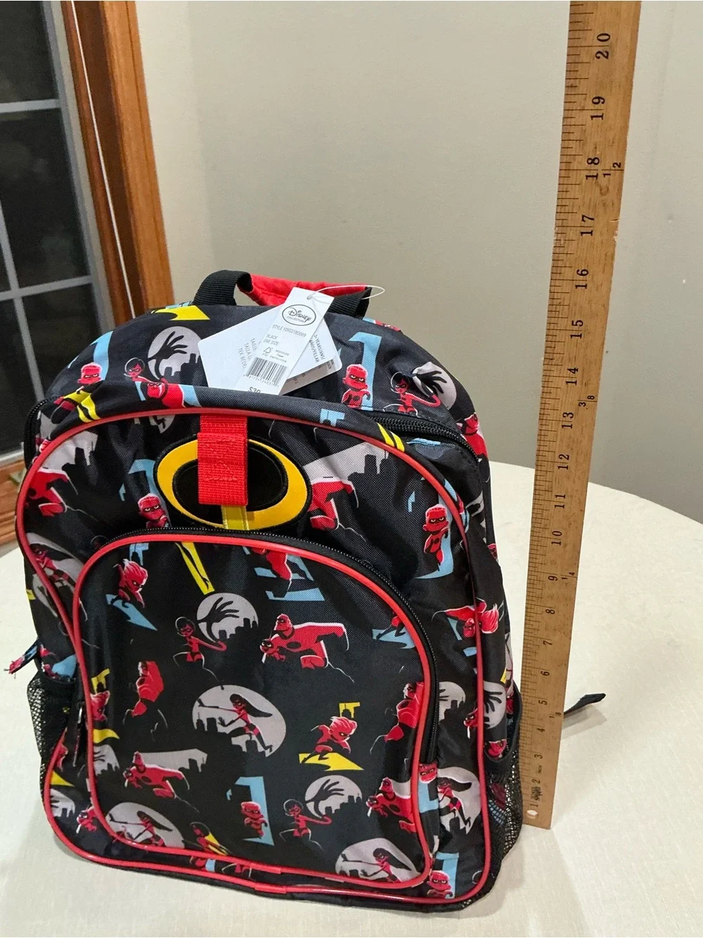Disney The Incredibles Backpack Black Red All Over Print Kids NWT